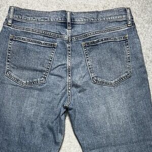 Gap Girlfriend Jeans Women 12 Blue Distressed Mid Rise Raw Hem Denim Classic